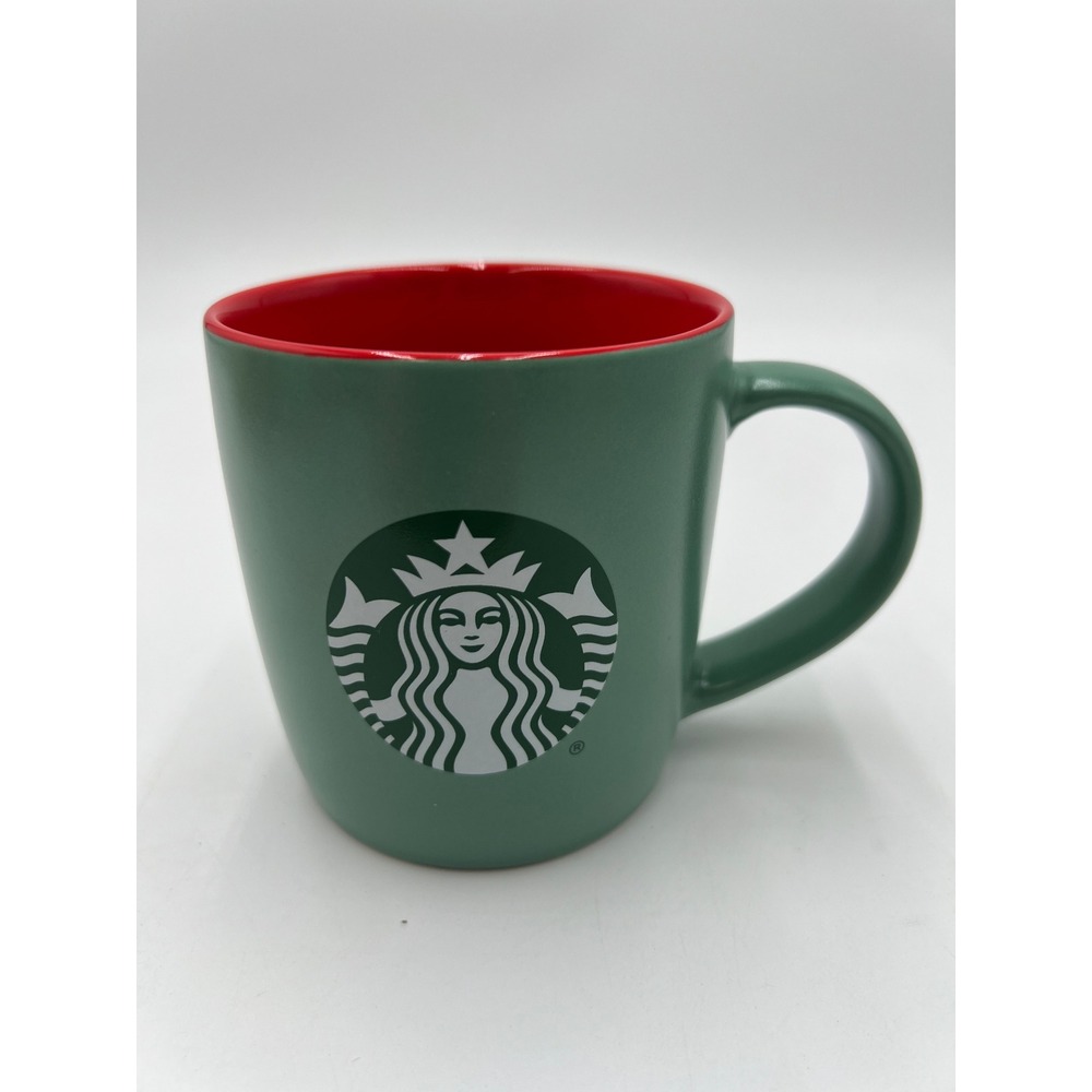 Starbucks Coffee Mug 11oz Matte Green Red Interior Siren Logo Holiday 2023